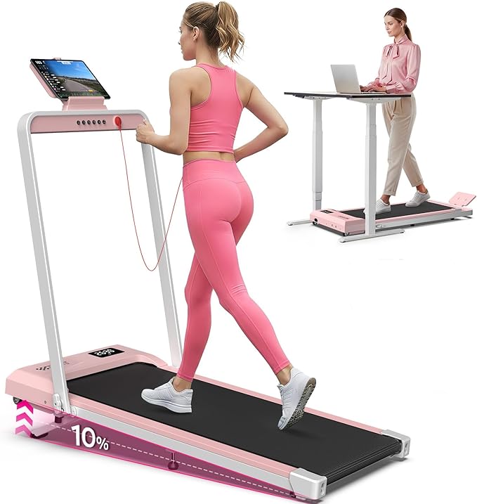Foldable Treadmill with Incline, Compact Walking Pad Treadmill with Safety Handle Bar, 3.0HP Quiet Under Desk Treadmills for Home/Office, 320 LBS Capacity, APP & Mute Remote Control