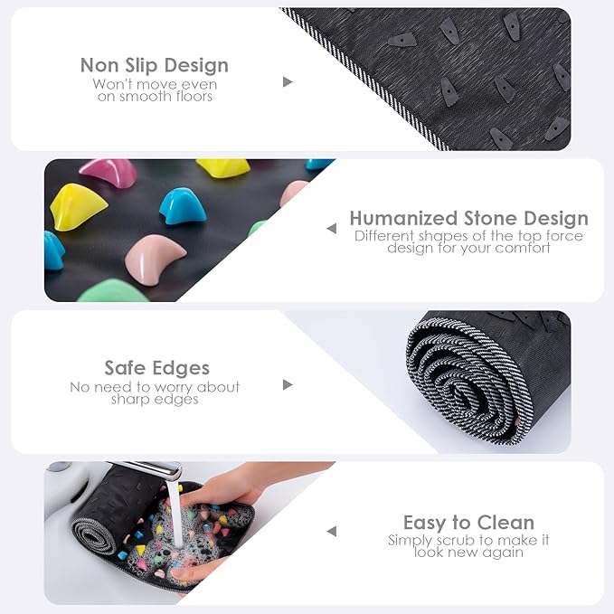 Foot Massage Mat, Reflexology Walk Stone Road Acupressure Mat with Chart, Feet Pressure Point Mat for Long Sitting Elderly Students and Office Workers (68.9 x 13.78 Inches)