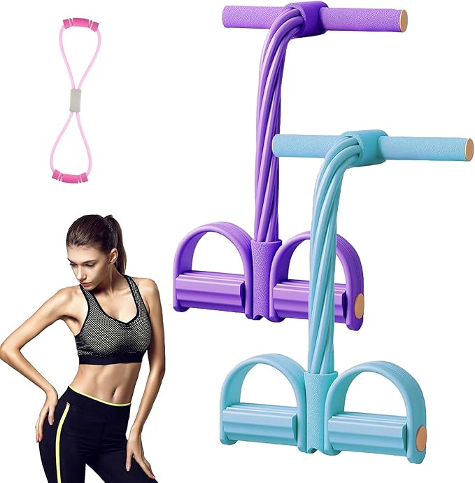 Multifunction Pedal Resistance Band,Fitness Resistance Bands,Fashion Puller Exercise,8 Tube Pedal Resistance Device,for Training,Tummy,Waist, Arm,Leg Slimming,Home Gym Exercise Equipm