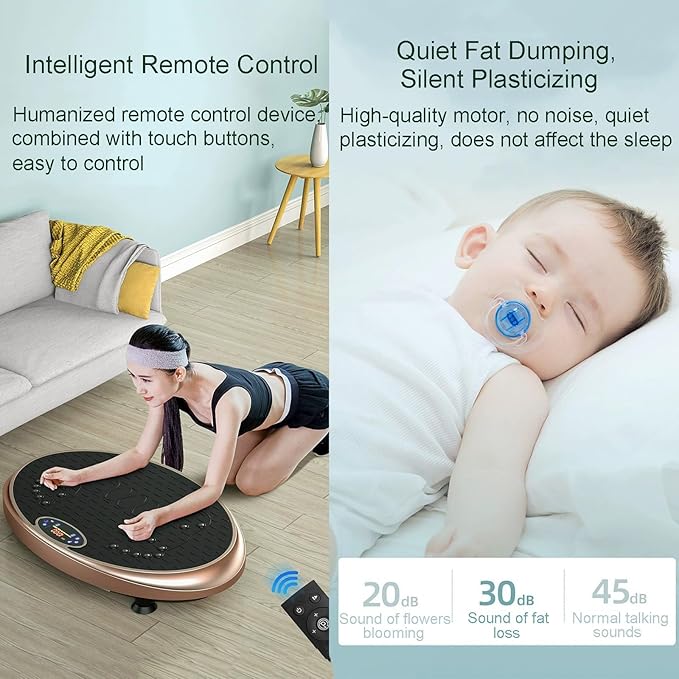 Vibration Plate Exercise Machine, Portable Full Body Vibration Platform, Vibration Plate for Lymphatic Drainage with Remote, for Weight Loss, Body Shaping and Fat Burning