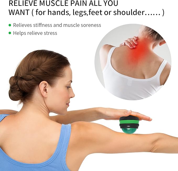 Coolrunner Massage Ball, Manual Roller Massager, Handheld Self Massage Therapy and Relax Full Body Tools for Sore Muscles, Shoulders, Neck, Arms, Legs, Back, Foot, Body (Green)