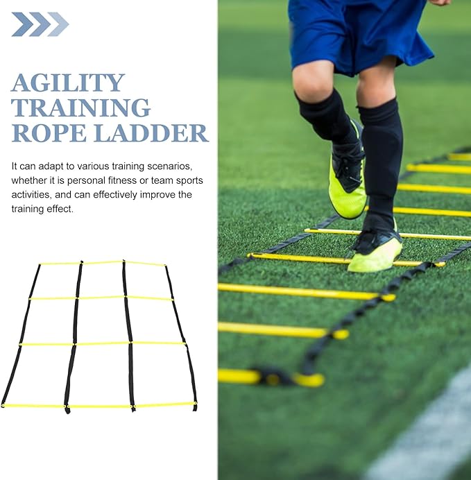 Agility Ladder for Football Speed Training 9-Square Multifunctional Rope Ladder for Footwork and Soccer Conditioning Yellow