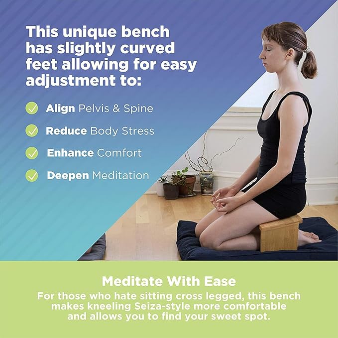 TsoLay Meditation Bench with Folding Legs, Meditation Chair with Round Edges, Easy on HIPS and Knees, Comfortable for Kneeling or Sitting, Perfect for Deeper & Longer Outdoor Meditation
