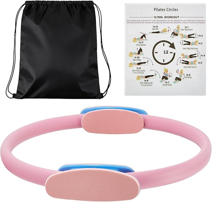 Pilates Ring Fitness Circle – 14 Inch Magic Circle for Toning Arms, Thighs, Legs & Core (Workout Guide Included)