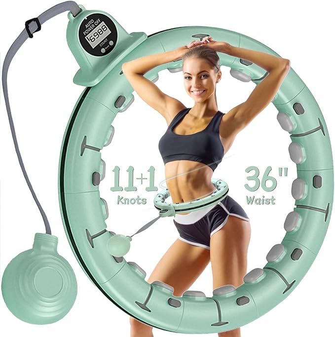 30/24/12 Knots, Upgraded Magnetic Lock Weighted Hula Hoop for Kids Adults Weight Loss, Infinity Hoop Plus Size, Home Indoor Outdoor, Fitness Exercise, Abdominal Toner