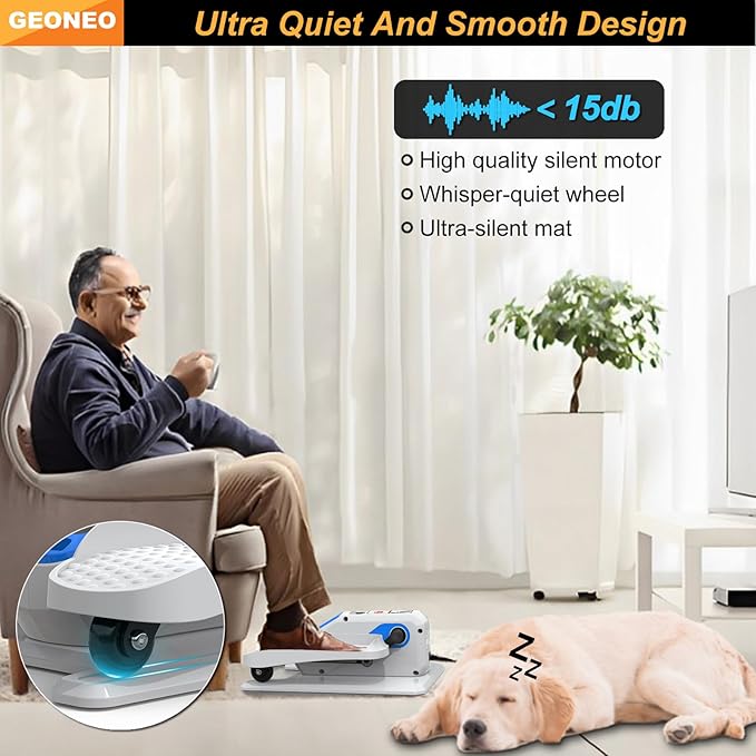 Under Desk Elliptical Machine, Electric Elliptical Exerciser for Senior, Quiet & Small Electric Seated Pedal Exerciser for Home with Display Monitor, Remote Control & 12 Adjustable Speeds