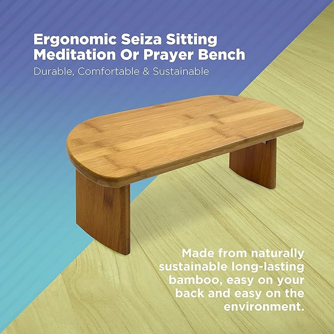 TsoLay Meditation Bench with Folding Legs, Meditation Chair with Round Edges, Easy on HIPS and Knees, Comfortable for Kneeling or Sitting, Perfect for Deeper & Longer Outdoor Meditation
