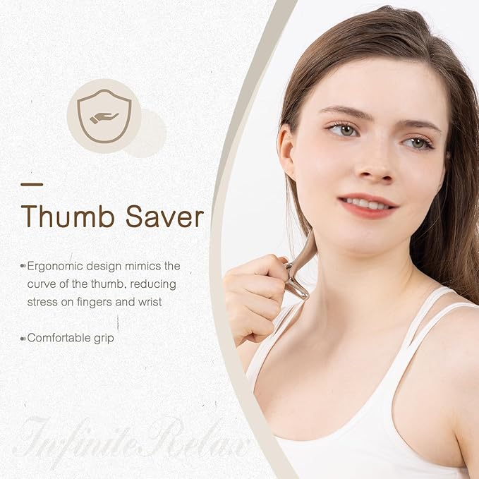 Metal Trigger Point Massage Tool for Deep Tissue Massage & Acupressure Body Gua Sha Tool, Muscle Scraper Massager, Thumb Saver Tool, Fascia Blaster for Body Pain Relief