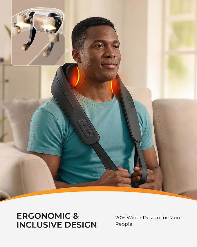 CooCoCo Cordless Neck Massager for Pain Relief Deep Tissue, 6D Shiatsu Shoulder Massager with Heat, Fsa Eligible Keading Back Massager with Remote Control, HSA Approved Neck Massage Tool for Men Women