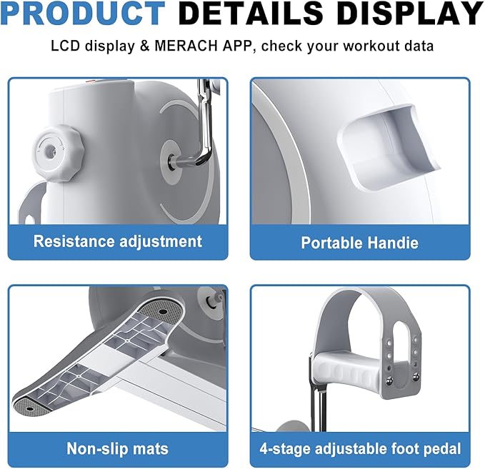 Mini Exercise Bike & Under Desk Elliptical,Under Desk Bike Pedal Exerciser, for Seniors Arms & Legs Workout with LCD Display,Gifts for Women Men