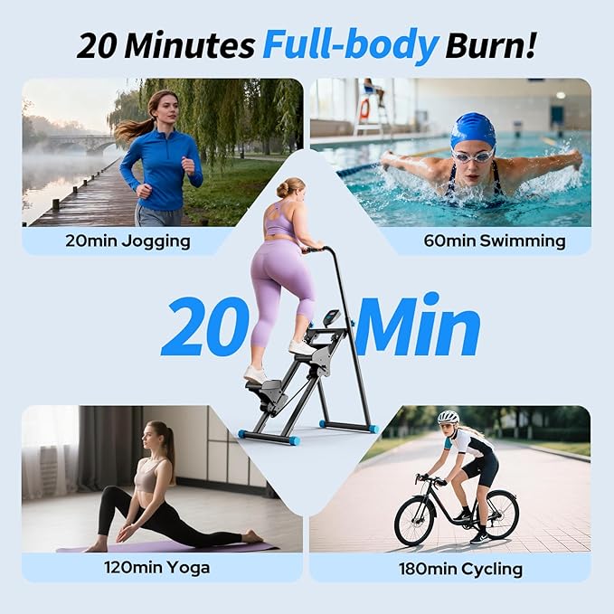 Foldable Stair Stepper for Home, Adjustable Stair Climber with 4 Heights & 3 Angles, Compact Folding Vertical Stair Master for Exercise at Home for Full-Body Workout