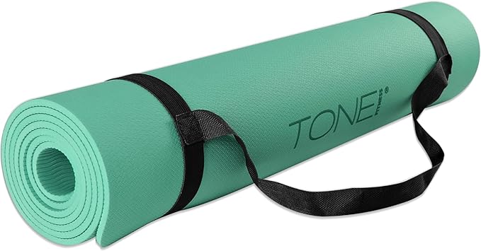 TONE Fitness Yoga Mat 1/4" Thick Non Slip Exercise & Pilates Mat for Home Workouts with Carrying Strap | Multiple Options