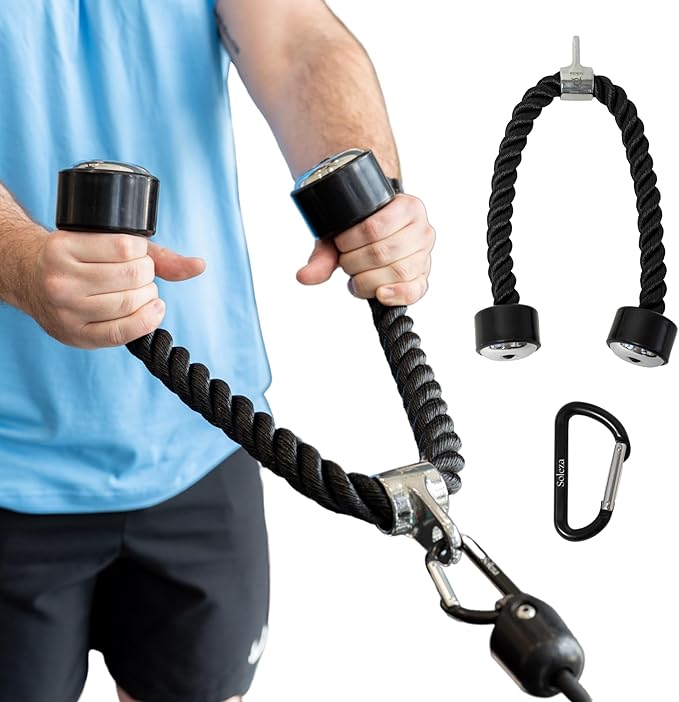Tricep Rope Cable Attachment, 27" Tricep Pull Down Attachment Carabiner, Rope Attachment for Cable Machine, Gym Rope Attachment, Cable Rope Attachments for Gym, Rope Pull Down Attachment, Triceps Rope