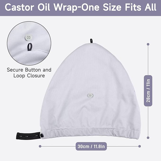 Castor Oil Pack Wrap Overnight Hair Wrap for Sleep Reusable Hair Cap Cover for Treatment of Thinning, Balding, Dry, and Damaged Hair (Oil Not Included)