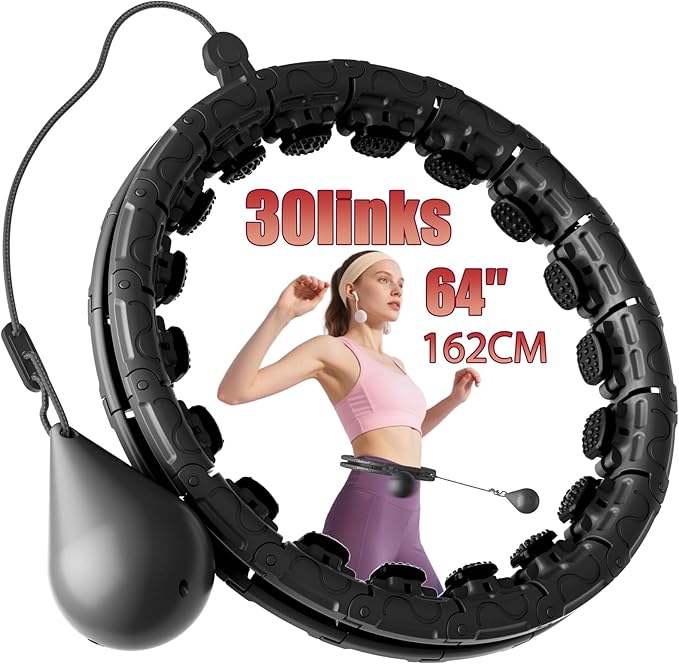 Weighted Infinity Exercise Hoop - 64in 30 Links Smart Hoop for Adult Weight Loss, Plus Size Low-Impact Fitness Hoop for Beginners & Women