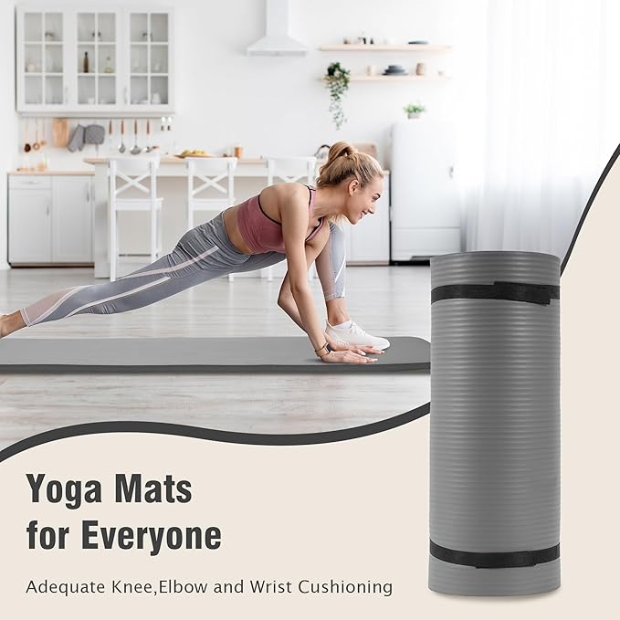 BalanceFrom Yoga Mat 1-Inch Extra Thick High-Density Exercise Mat with Non-Slip Surface & Carry Strap for Men & Women Tear-Resistant Pilates Workout Mat for Home Gym, Floor Fitness, Multiple Colors