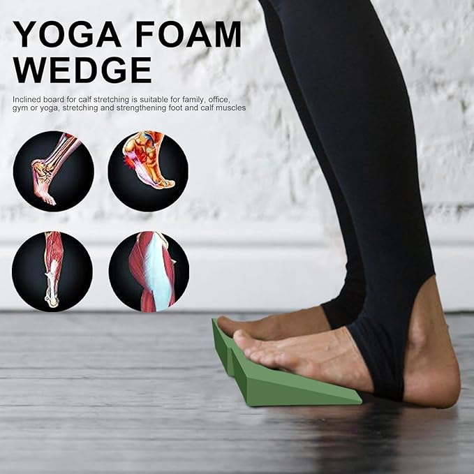 Yoga Foam Wedge, Slant Board For Calf Stretching - Non-slip Lightweight And Portable Yoga Wedge - Durable Yoga Blocks For Knees Over Toes Training, Home Workout For Men And Women, Slant Board Trainer