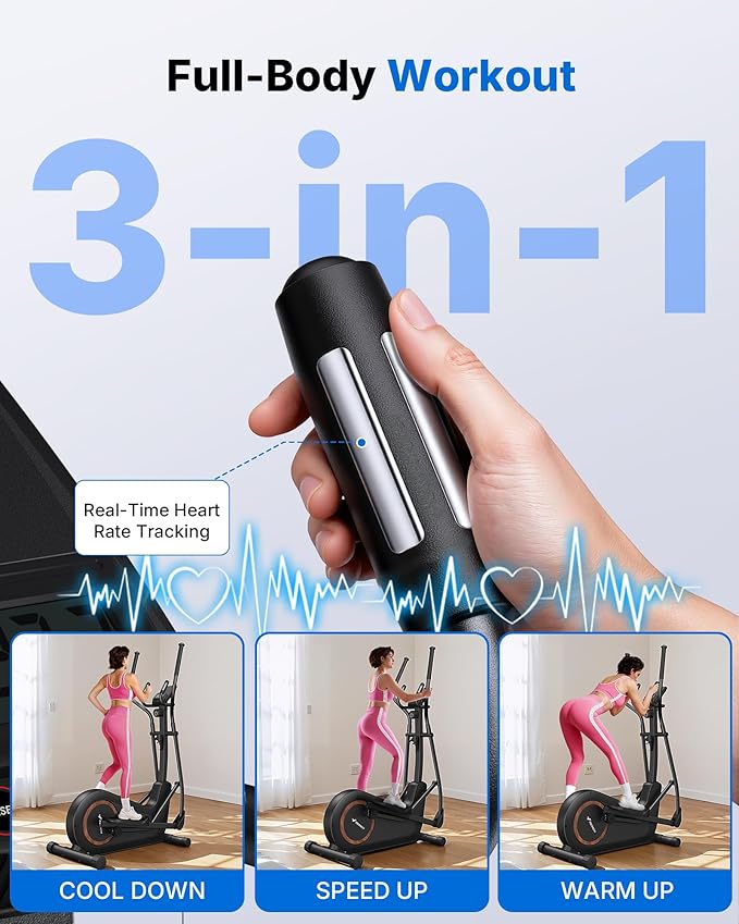 Merach Elliptical Machine, Elliptical Exercise Machine for Home with Hyper-Quiet Magnetic Drive System, Elliptical Training Machines with16.5-19IN Stride, Automatic Resistance, 400lbs Capacity