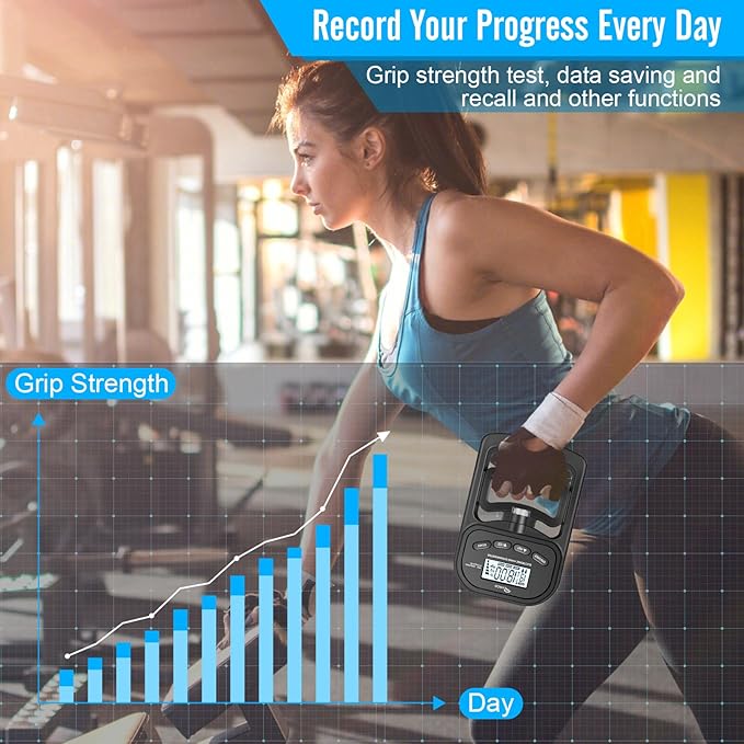 Ryaco Grip Strength Tester, 396lbs/180kg Rechargeable Exerciser Meter Digital Hand Dynamometer Grip Strength Trainer Electronic Hand Grip Strengthener with LCD Display for Sport Home School Use