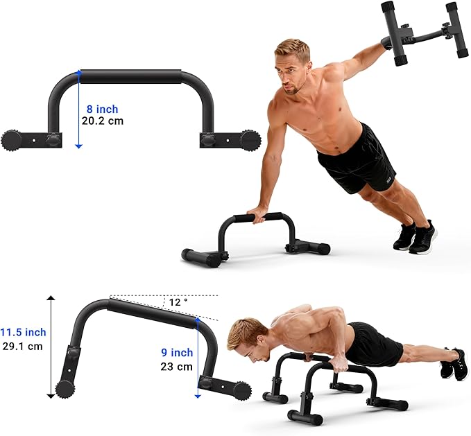 READAEER Adjustable Push Up Bar, High Strength Non-Slip Parallettes Bars & Dip Bars With Foam Handles,Heavy-Duty Calisthenics Parallel Bars for L-Sit, Dips, Home Gym Strength Training Workout