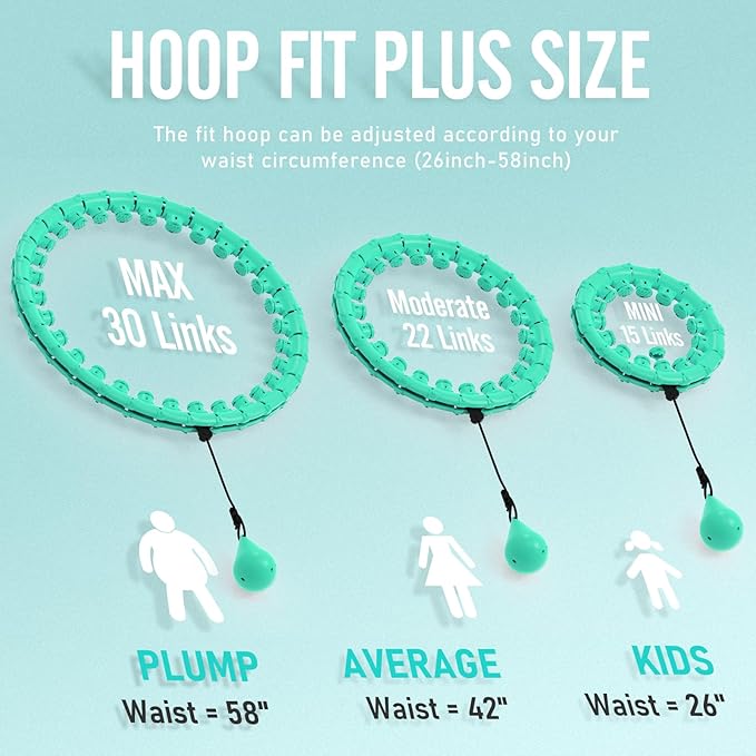JKSHMYT Weighted Hula Circle Hoops for Adults Weight Loss, Infinity Fit Hoop Plus Size, 30 Detachable Links, Exercise Hoop for Women and Beginners