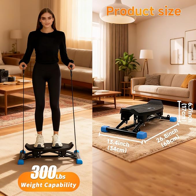 Balance Trainer Simulated Ski Machine Resistance-Based Aerobic Treadmill Portable Stepper Carries 300 pounds Silent Full-Body Exercise Machine with LED Display.