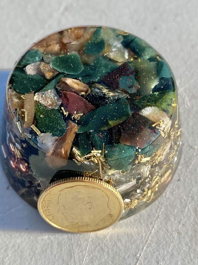 Blood Stone Orgone Generator Energy Accumulator 528Hz/7.83Hz/Advance Harmonics Many Beautiful Ingredients and Colors! (Blood Stone)