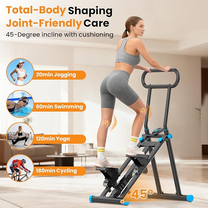 HXD-ERGO Stair Stepper, Upgrade 6-Level Resistance Stair Master with Adjustable Handlebar, Folding Stair Climber Workout Machine