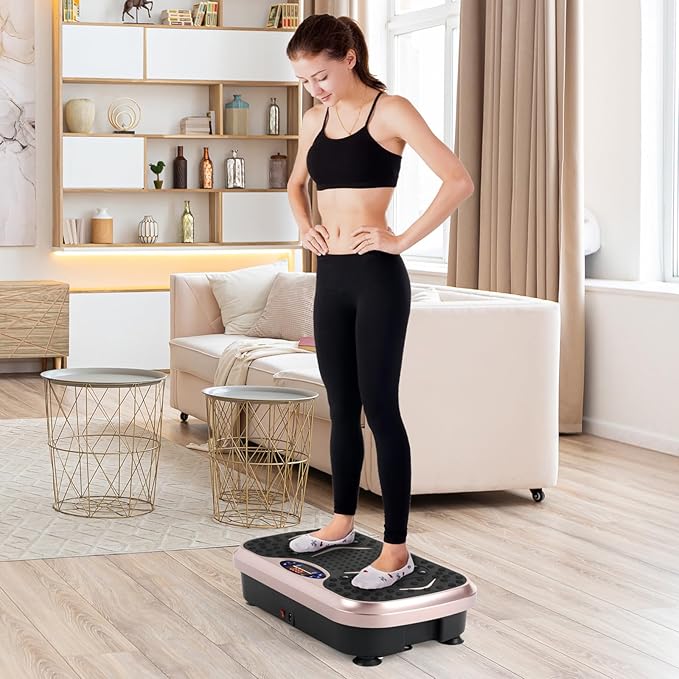 Arlopu 3D Vibration Plate Exercise Machine, Full Body Workout Vibration Platform for Weight Loss & Lymphatic Drainage, Shake Fitness Platform with Loop Bands for Women Men