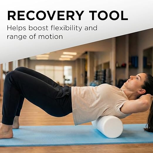 THERABAND Pro Foam Roller, 6" x 12" Round; White Back Roller, Compact 6 Inch Diameter for Deep Tissue Massage, Physical Therapy, Myofascial Release, Core Stabilization