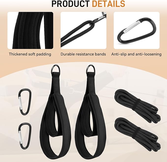 Rope and Padded Double Loop Kit for Balanced Body Pilates Reformer, Straps with D Rings and Adjustable Length Rope for Studio, for Clinical, for Allegro 1 Pilates Reformers Equipment