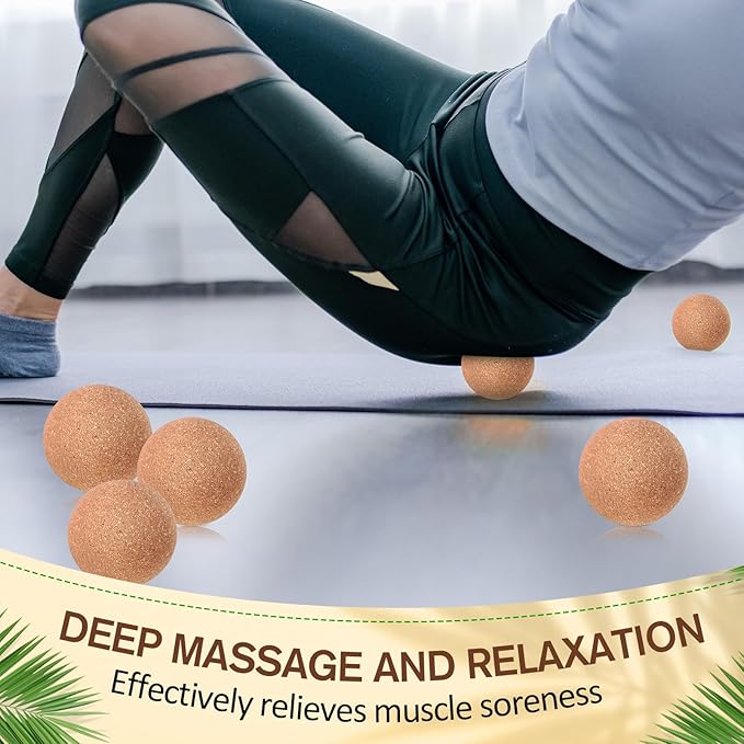 20 Pcs Cork Massage Ball 2 Inch Solid Hard Myofascial Release Yoga Ball for Back Foot Neck Pain Therapy Portable Tissue Muscle Release Tool for Home Office Travel