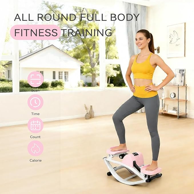 Lateral Rocking Fitness Stepper for Home Workout, Low-Impact Rock Stepper Protects Knees & Joints, Portable Compact Side-to-Side Stepper for Legs, Glutes & Abs Training
