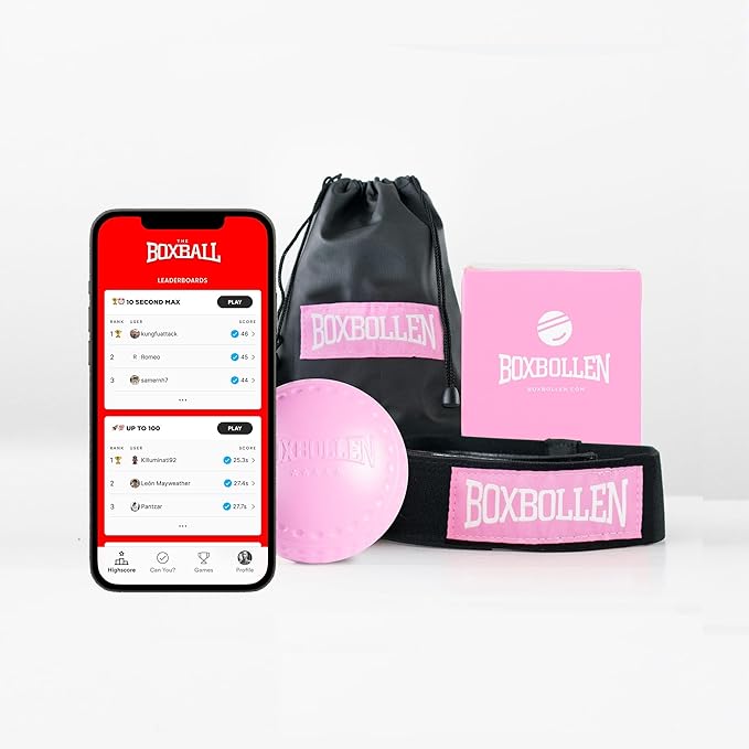Boxbollen® Boxing Reflex Ball - Celebrity-Endorsed Home Workout Game - App-Connected Punch Counter - Hand Eye Coordination Training Ball - Christmas Gift for Boxers, All Ages - Stocking Stuffer