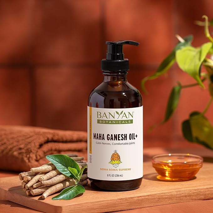 Banyan Botanicals Maha Ganesh Oil+ – Organic Deep Tissue Massage Oil – Soothing Massage Oil for Muscle and Joint Health – 8 oz – Non GMO Sustainably Sourced Ayurvedic Physician Formulated