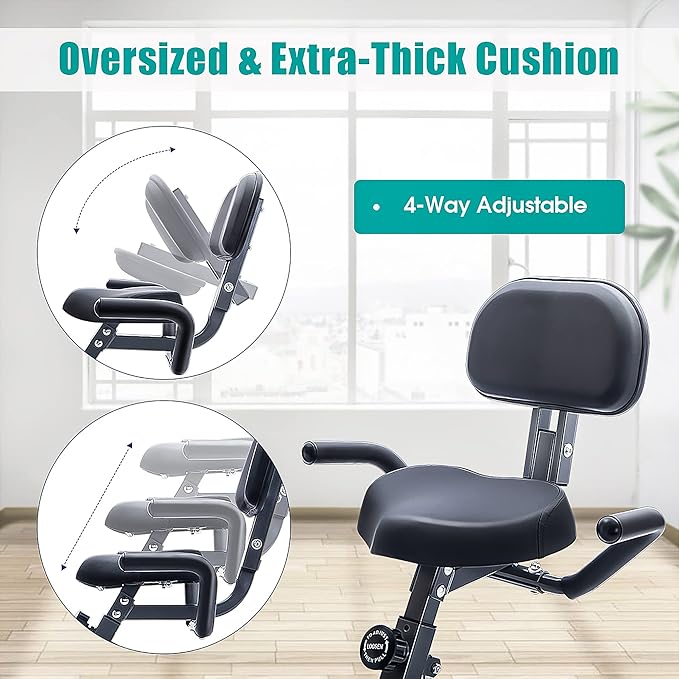 Merax Workout Bike For Home - 2 In 1 Recumbent Exercise Bike and Upright Indoor Cycling Bike Positions, 16 Level Magnetic Resistance Exercise Bike, Foldable Stationary Bike Machine, Fitness Bike