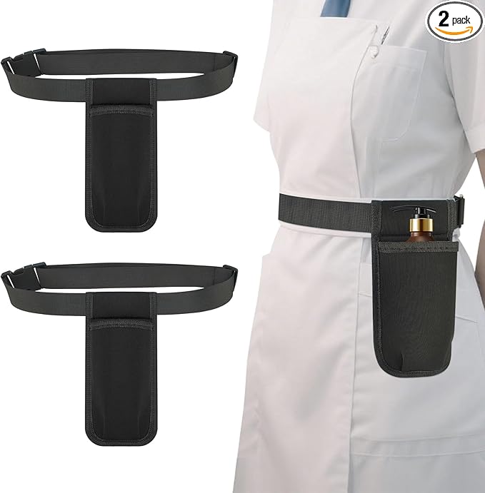 Diakey 2 Pack Massage Oil Bottle Holster 1 Pocket, Lotion Bag Waist Holder Pouch with Adjustable Belt, Massage Therapy Supplies for Therapist Easy Access Accessories