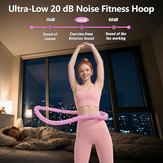 3 lbs Soft Spring Hula Hoop, Weighted Hoops for Adults, Foldable and Portable Hula with Body Tape Measure, Loss Fitness Hoop