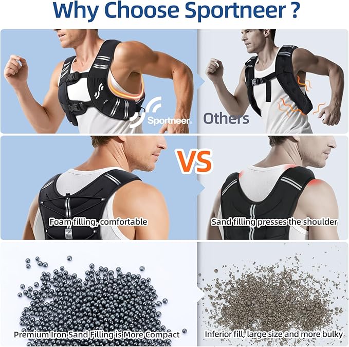Sportneer Weighted Vest Woman: 8lb/12lb/15lb/20lb/25lb Weight Vest for Walking with Phone Bag, Adjustable Women Weighted Vest for Running Rucking Vest for Jogging Strength Training Weight Loss