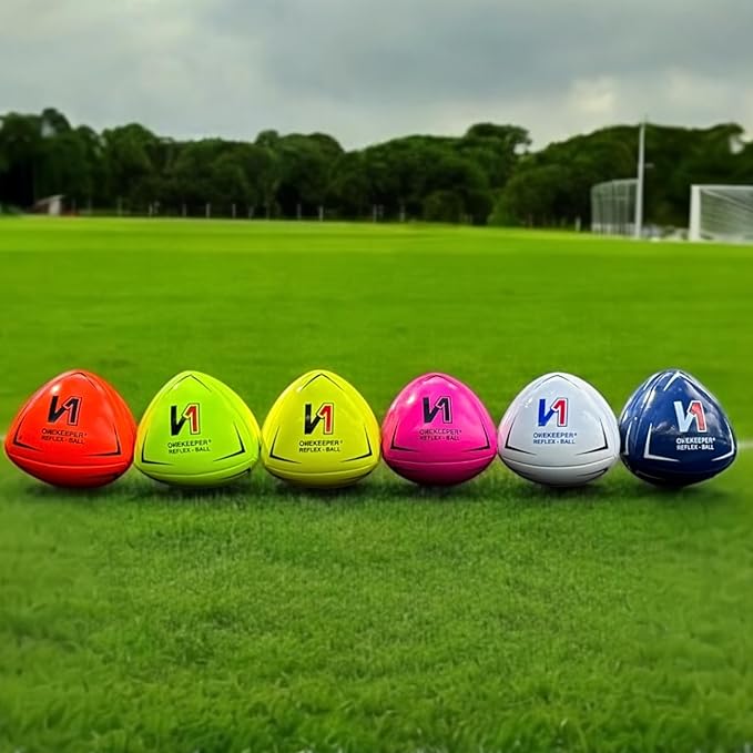 ONEKEEPER Soccer Reflex & Reaction Ball - White, Orange, Blue, Pink, and Fluo Yellow, Agility and Coordination Training for Kids and Juniors (Pump Not Included)