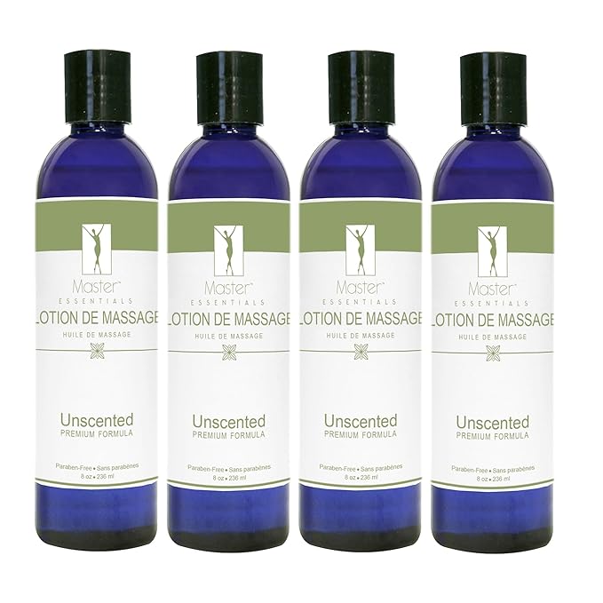 Master Massage Organic Massage Lotion (Pack of 4) - 8 fl oz, Skin-Nourishing Formula for Relaxation, Ideal for Massage Therapy and Home Use