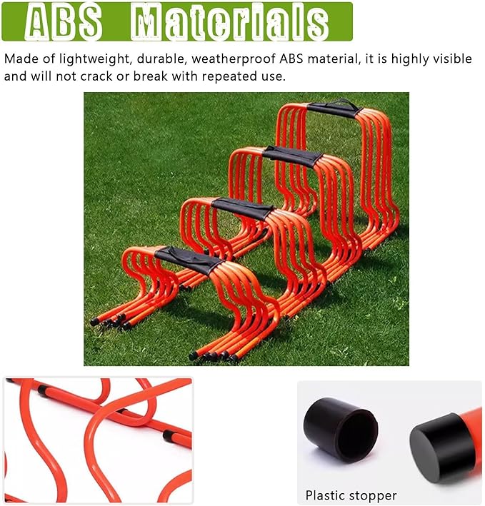 Football Hurdles Soccer Training Agility Hurdles, 5 Pack Different Height Mini Speed Hurdles with Carry Strap, Portable Workout Jumping Hurdles Obstacles Bar