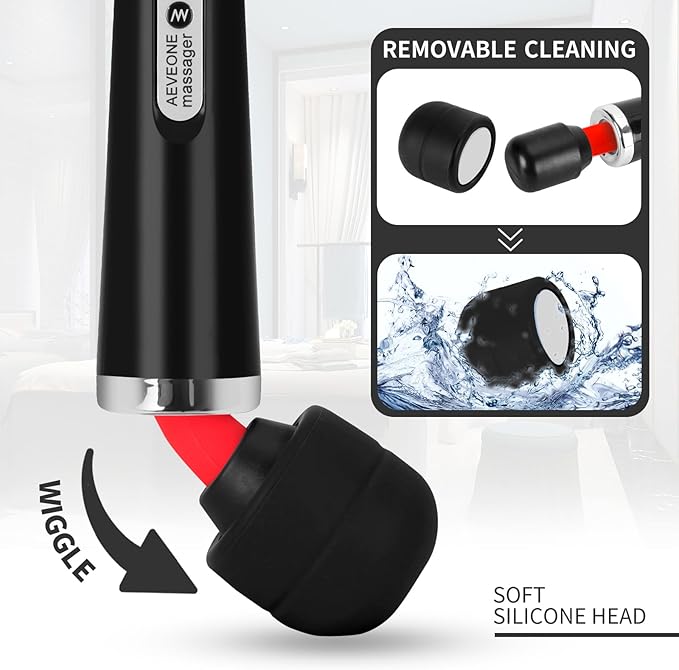 Wired Powerful Handheld Wand Massager, Strong Personal Vibration Massage for Sports Recovery, Back Muscle Aches, Whole Body Pain (Black)