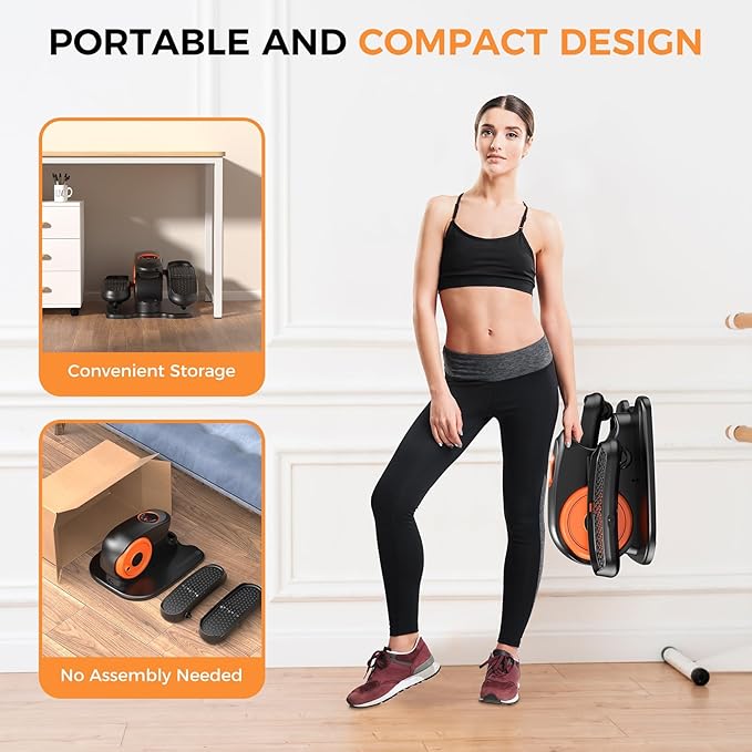 Under Desk Elliptical Machine, 2-in-1 Electric Leg Exerciser for Seniors, Quiet & Compact Pedal Exerciser with Remote, 12 Speed Elliptical Exercise Machine for Home Office