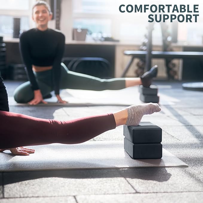 Yoga Blocks 2 Pcs, 9"x6"x3" Yoga Brick Foam Blocks EVA Foam Block Yoga Props Accessories for Yoga Pilates Stretching and Meditation