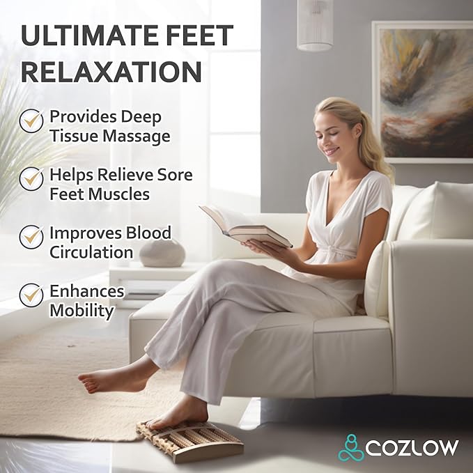 COZLOW - Foot Massager for Plantar Fasciitis Relief - Wooden Massage Roller with Arch Shape Design - Foot Pain Relief, Neuropathy, Heel Spur Pain, Stress Relief, and Relaxation - Muscle Therapy Tool