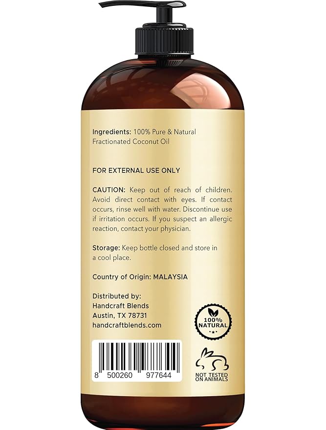 Handcraft Blends Professional Massage Set: Fractionated Coconut Oil and Grapeseed Oil – (2 x 16 Fl Oz) – 100% Pure & Natural – Premium Carrier Oils for Massage Therapy and Skin Care
