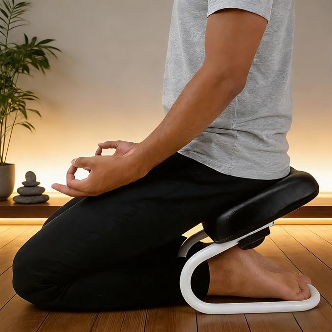 Meditation Stool，Portable Metal Kneeling Stool， with Anti-Slip Covers and Adjustable Height，The Angle Design is Ingenious and Ergonomic，Ergonomic，Suitable for Prayer, Meditation and Yoga