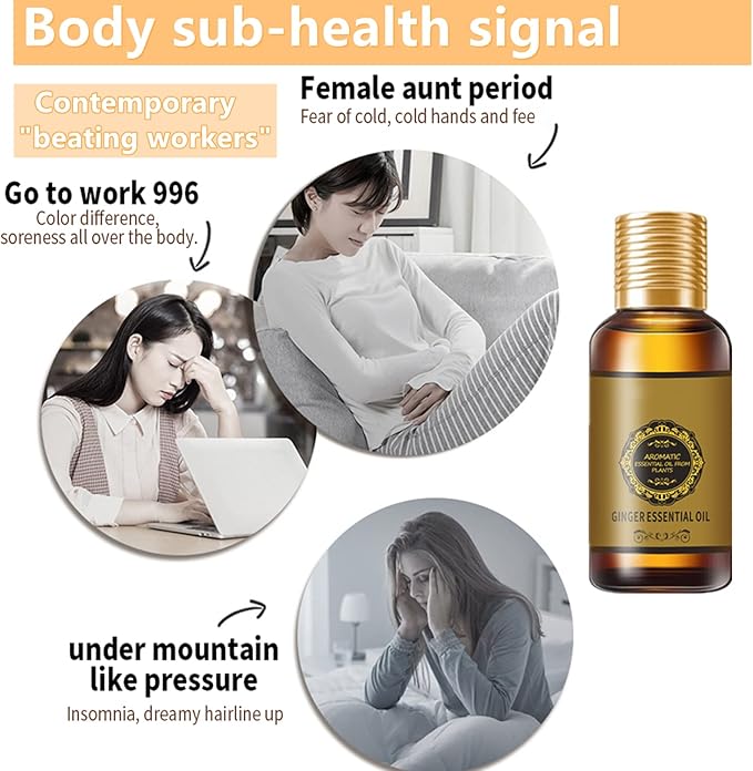 3PC (90ml) Belly Drainage Ginger Oil, Tummy Gingers Oil, Ginger Oil Drainage Massage, Ginger Essential Oil Care for Skin