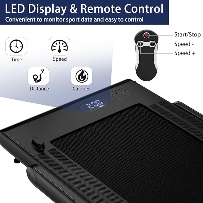 Goplus 2 in 1 Folding Treadmill, 2.25HP Superfit Under Desk Electric Treadmill, Installation-Free with Remote Control, APP Control and LED Display, Walking Jogging for Home Office